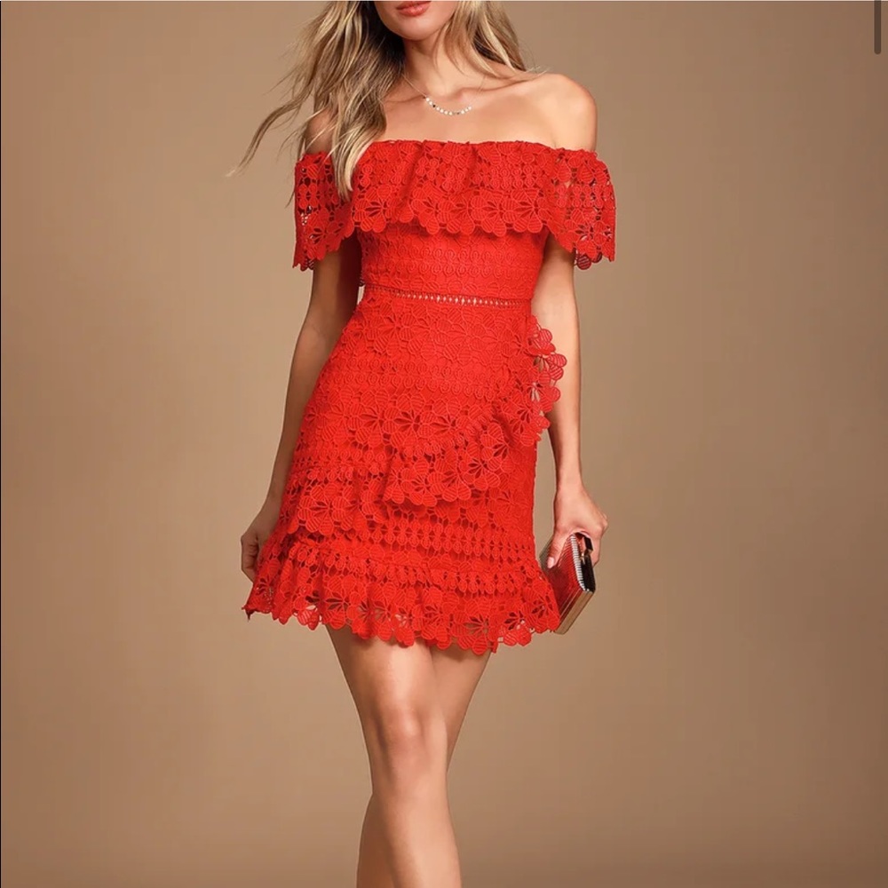 Lace off shoulders dress